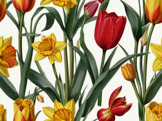 Obraz premium yellow and red tulips