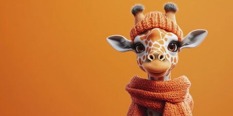 Giraffe with knitted accessories