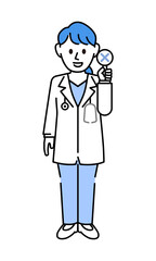 白衣を着た説明する女医