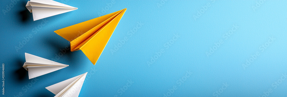 Poster ai generates dynamic paper airplane flight sequence creative studio digital art minimalist backgroun