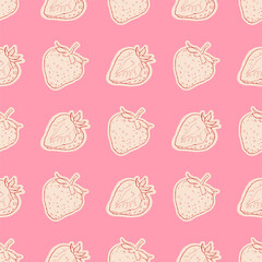 seamless pattern  Strawberry hand drawn vector illustration. Strawberries sketch. Vector illustration.