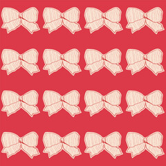 bow seamless pattern. Doodle gift ribbon. Hand drawn bow knots for greeting cards and holiday invitation, banner, poster. Decorative variety styles and shapes bows.