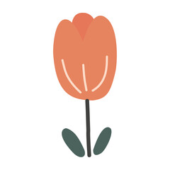 The flower is simple, cute, colorful. Vector illustration, isolated on white background