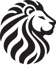 Simple lion logo on black and white background