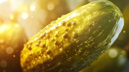 Close-up of a vibrant, glistening pickle  a culinary delight © Infinity