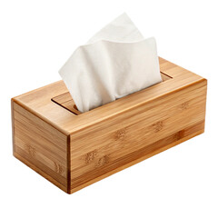A wooden box of tissue isolated on a transparent background