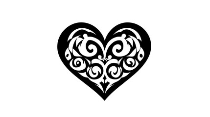 Ornate Black Heart Design With Swirling Patterns
