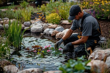Aquatic Plant Care Around a Decorative Pond