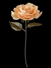 Peach rose on black background