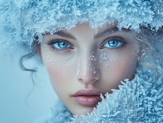 Woman with snow on her head