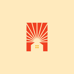 Sun Home Logo Design. Sunshine Real Estate Icon