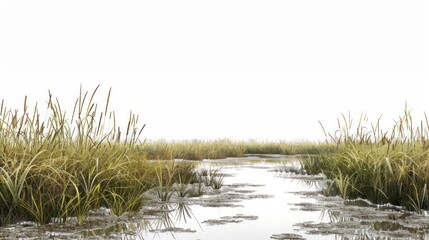 Obraz premium Serene marshland with tall grasses