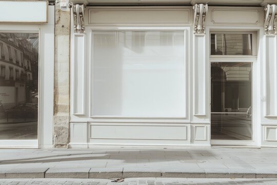 A blank white shop window mockup transportation automobile vehicle