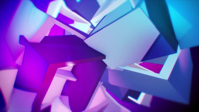 Camera travelling through abstract background with glossy boxes - 4K