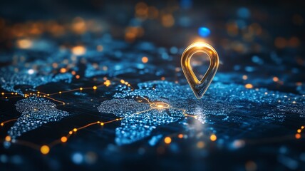 Map pin and location pointer on digital map, Global positioning System and navigational technology