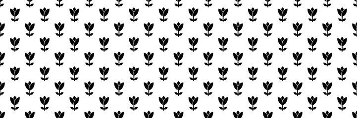 horizontal seamless of black bloom flower for pattern and background.