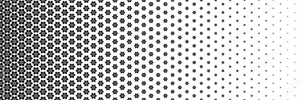 Poster horizontal halftone of trendy modern black symbol for pattern and background.
