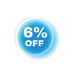 6 percent off, speech bubble modern circle design. Banner or announcement. vector sign isolated.