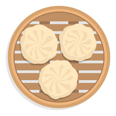 Traditional Chinese food in a bamboo steamer