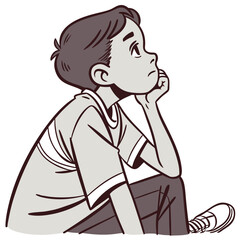 a boy is thinking vector