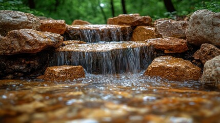 Park waterfall rocks nature serenity garden design