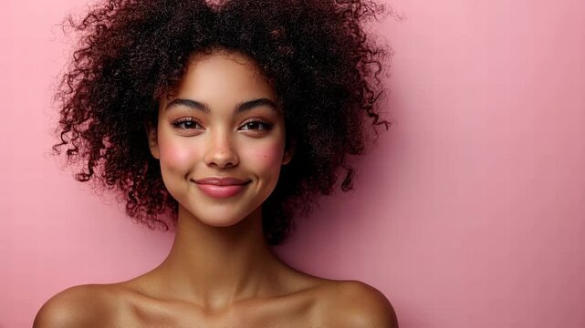 Natural beauty shines with effortless grace against a soft pastel background