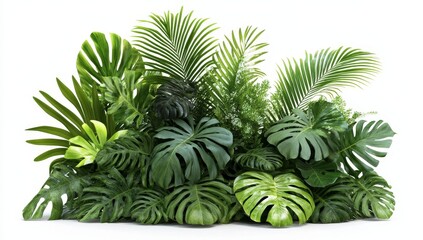 Fototapeta premium Lush tropical foliage arrangement isolated on white background. (2)