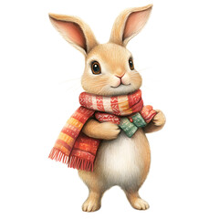 Obraz premium Adorable Rabbit in Cozy Winter Scarf