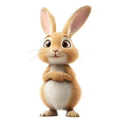 Obraz premium Cute Cartoon Rabbit Sitting and Smiling in the Woods