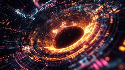 Obraz premium Digital Vortex: A Journey Through the Data Stream