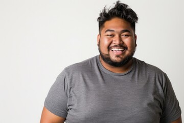 Obese south asian male t-shirt smile photo