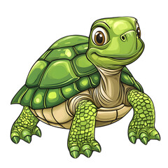 Fototapeta premium Adorable Cartoon Turtle with Vibrant Green Shell and Big Expressive Eyes