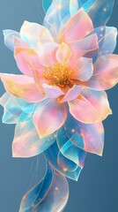 flower of glowing neon lines, abstract floral background