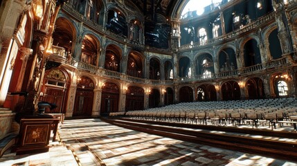 Obraz premium Sunlit Grand Hall Auditorium Interior