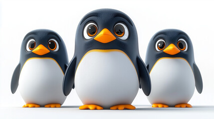 Cute Cartoon 3D penguin with big eyes