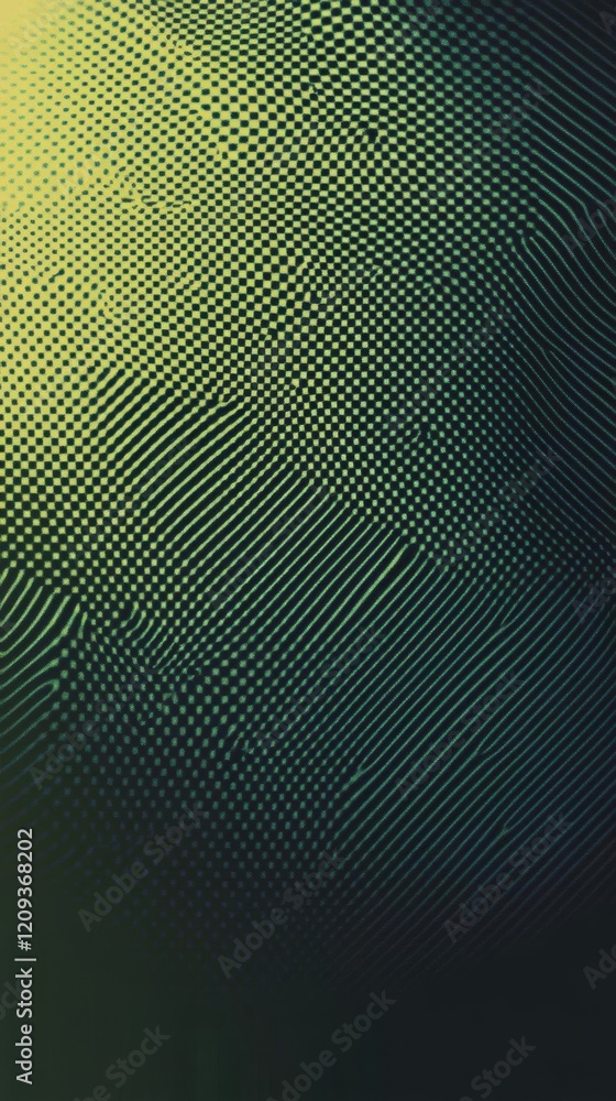 Poster abstract green and yellow checkerboard pattern with diagonal lines