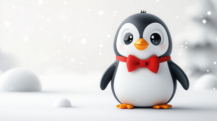Cute Cartoon 3D penguin with big eyes