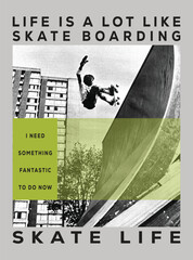 Obraz premium A teenage boy likely in his teens is captured mid action performing a skateboard trick