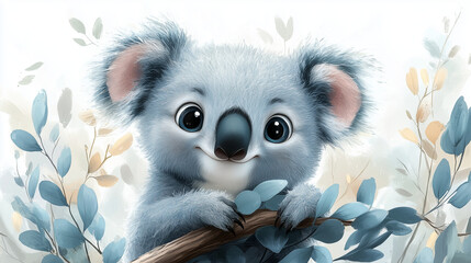 Cute cartoon koala 3D with funny expression