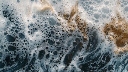 Abstract image of dark foam and bubbles creating a textured oceanic appearance.
