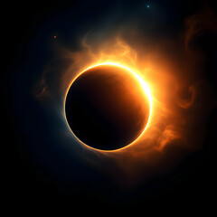 Obraz premium Stunning Celestial Event: A Dramatic Solar Eclipse Illuminating the Dark Sky
