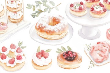 Delicious Dessert Showcase Bakery Illustration Sweet Treats Aesthetic Food Art
