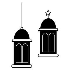 Islamic lantern silhouette icon design template