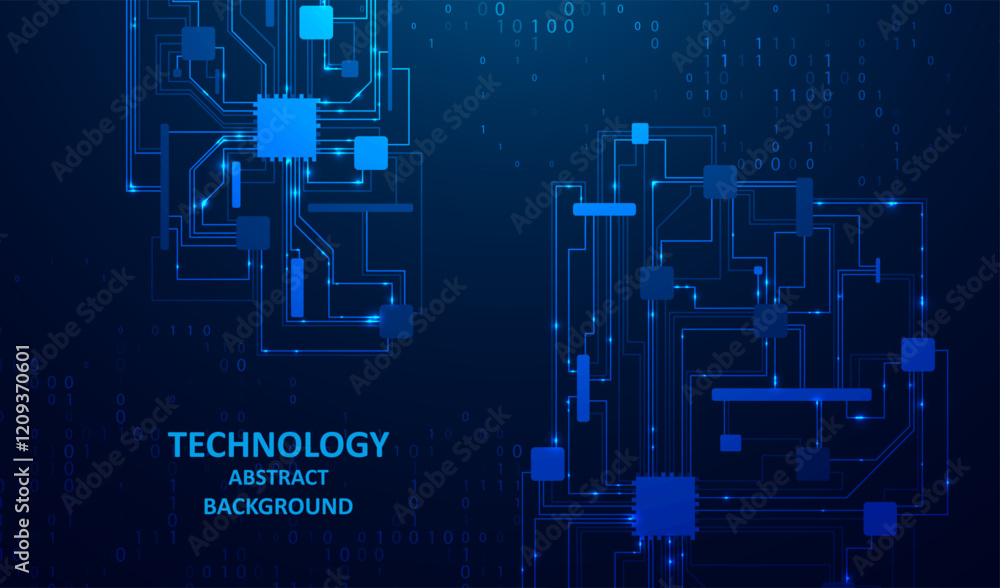 Poster abstract futuristic circuit board background. big data code representation. hi-tech illustration of 