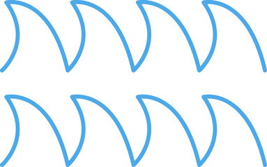 Ocean, sea waves flat simple lines icons symbols vector set - Blue line wave ornament
