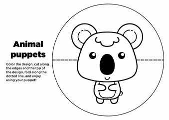 Obraz premium Printable animal puppet crafts for kids! Color, cut, and fold to create fun and interactive puppets. Perfect for playtime, storytelling, or classroom activities. Easy and engaging for all ages.