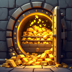 A Captivating Glimpse into a Treasure Vault Overflowing with Gleaming Gold Bars