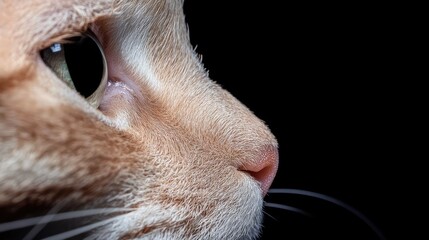 Orange cat profile, dark background, close-up, pet portrait