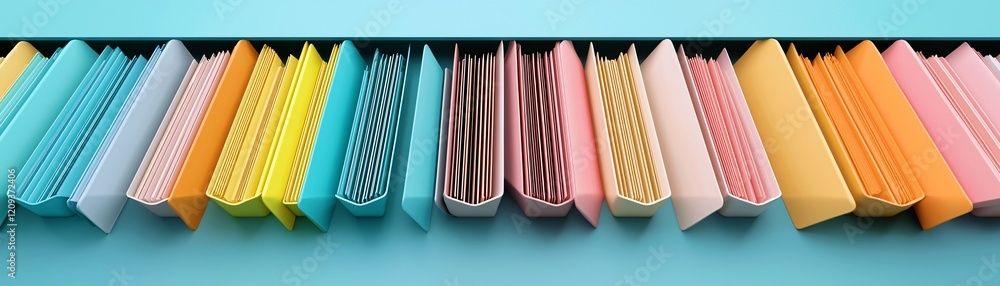 Poster a neatly organized file system on a desktop with labeled folders representing efficient documentatio