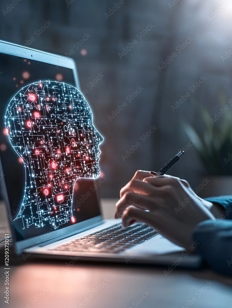 Poster a sophisticated ai-driven system automating communication processing in a corporate setting.